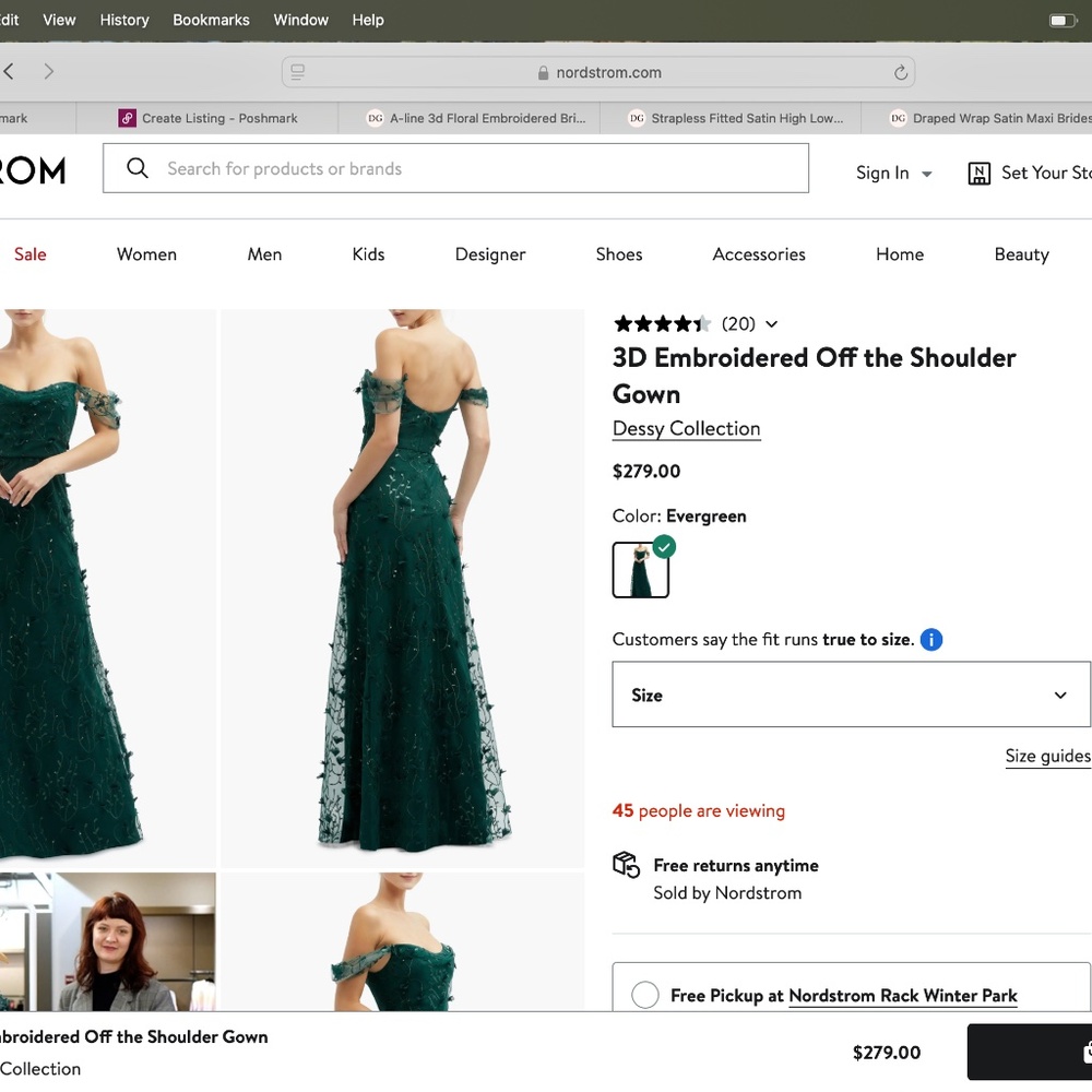 Dessy Collection: 3D Embroidered Off the Shoulder Gown - Picture 5 of 5